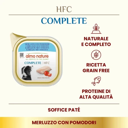 Almo Nature HFC Complete Kabeljau und Tomaten – Alleinfuttermittel für Hunde, 150 g