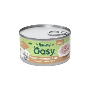 Oasy Wet Cat Natury Soft Jelly Tuna with Chicken Strips - Complementary Food for Adult Cats, 85 g