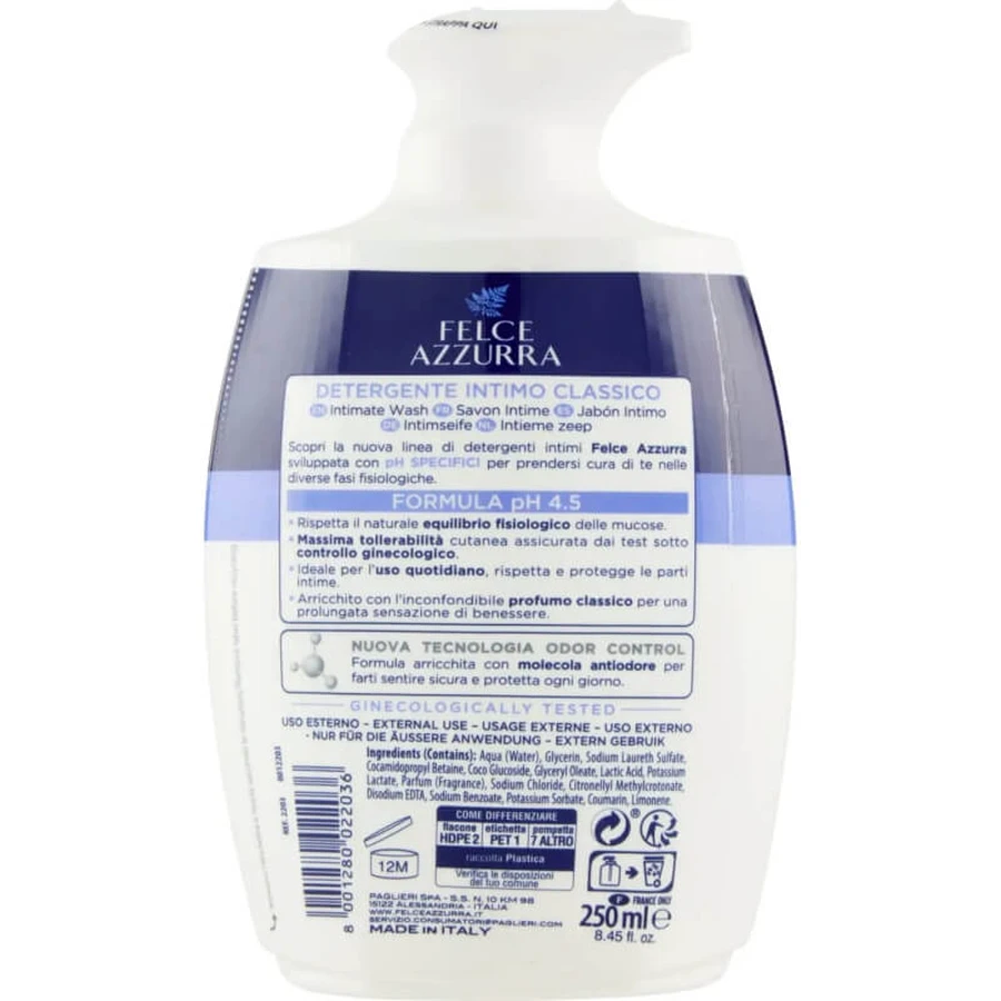 Blue Fern Classic pH 4,5 - Intimereiniger voor dagelijkse hygiëne, 250 ml