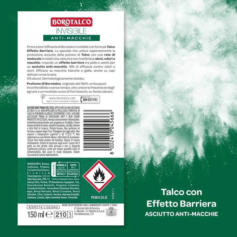 Aroma a talco invisible - Desodorante en spray de 48 horas, 150 ml