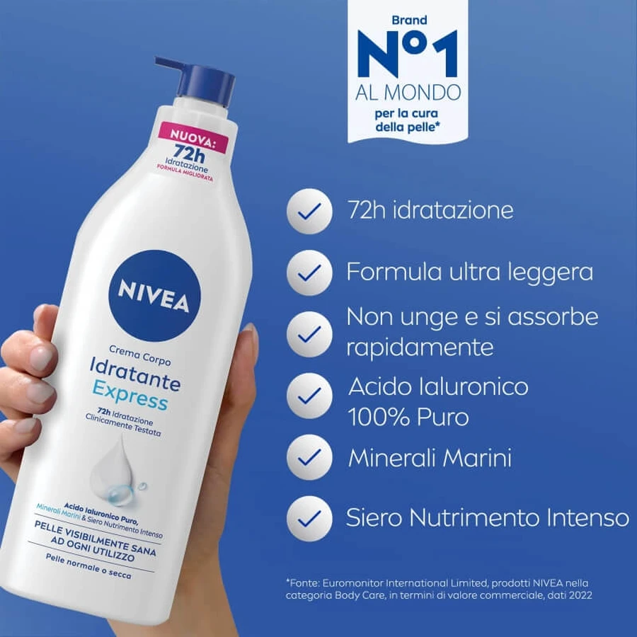 Nivea 72-Stunden-Express-Feuchtigkeitscreme – Creme für normale und trockene Haut, 500 ml