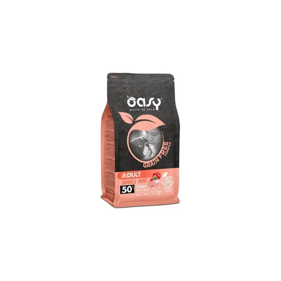 Oasy para perros adultos pequeños y mini, sin cereales, con pavo - Pienso completo para perros adultos pequeños, 800 g