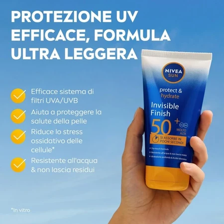 Nivea Gezichtszonnebrandcrème SPF 50+ Zonbescherming & Hydratatie Onzichtbare finish Zeer hoge bescherming 150 ml