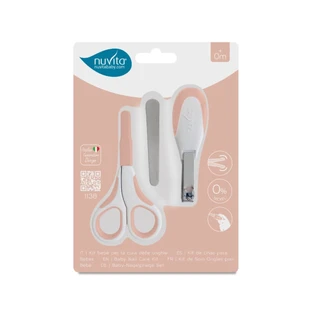 Set de manicura para bebés Nuvita: tijeras, cortauñas y limas para uñas - Rosa