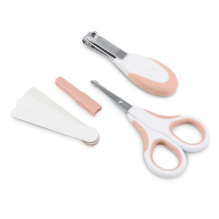 Set de manicura para bebés Nuvita: tijeras, cortauñas y limas para uñas - Rosa