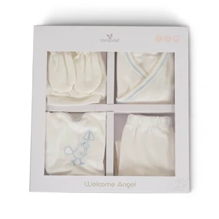 Coffret cadeau Cangaroo « Bienvenue, mon petit ange » - 5 vêtements en coton pour bébés de 0 à 2 mois