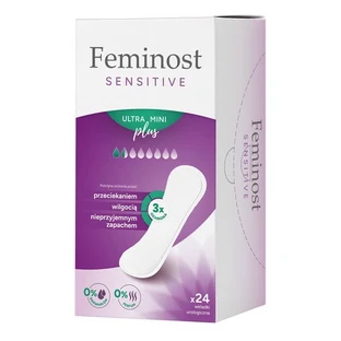 Feminost Sensitive, urologische Binden, Ultra Mini Plus, 24 Stück.