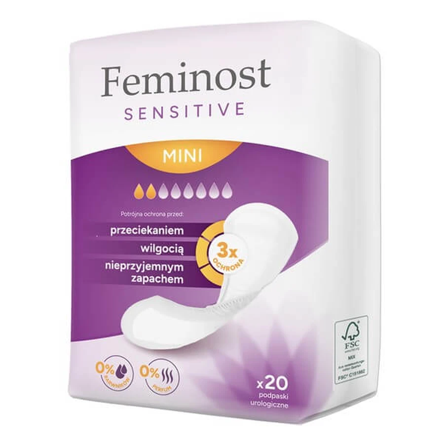Feminost Sensitive, Urological Pads, Mini, 20 pcs.