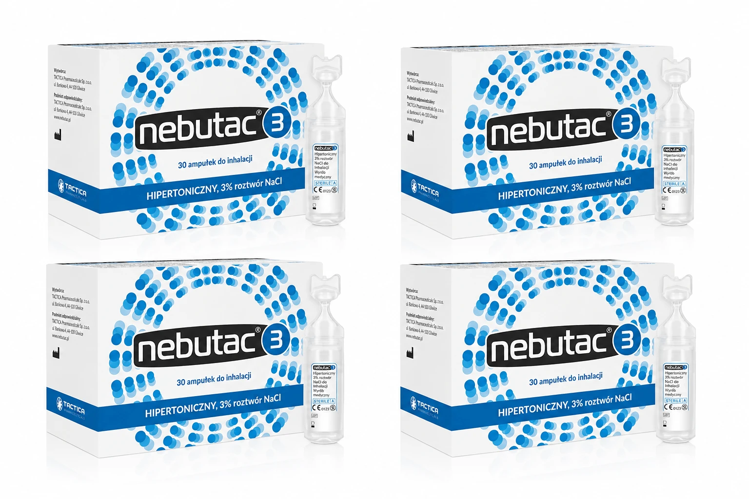 Nebutac 3, inhalation solution, 3%, 120 vials of 4 ml.