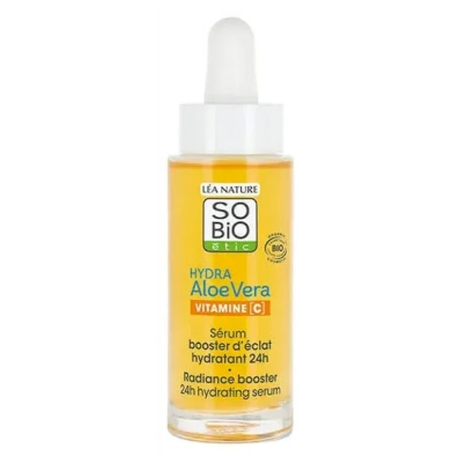 Léa Nature SO BIO étic Hydra Aloe Vera Vitamin C Serum für strahlende Haut, 24-Stunden-Feuchtigkeitscreme aus biologischem Anbau, 30 ml