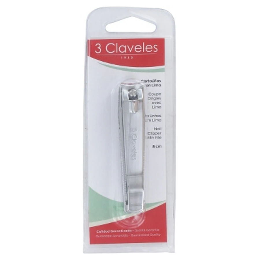 3 Claveles Nagelknipser mit Feile, 8 cm