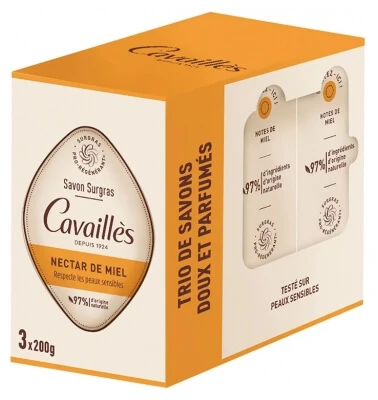 Cavaillès Honey Nectar Moisturizing Soap, 3 x 200 g