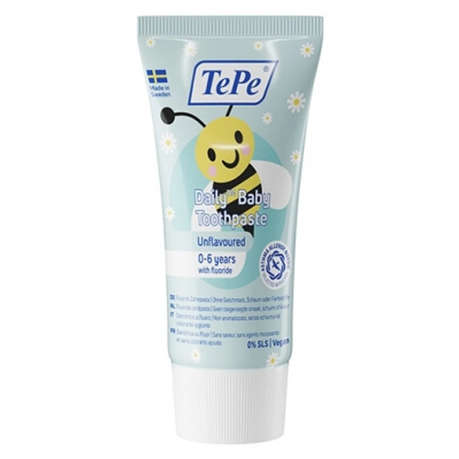 TePe Daily Baby ongeparfumeerde tandpasta voor dagelijks gebruik, leeftijd 0–6 jaar, 50 ml
