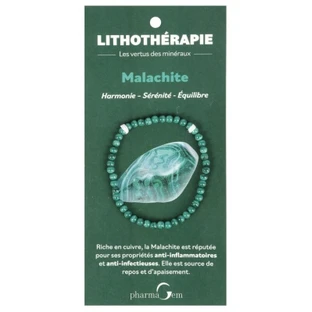 Pulsera de malaquita para terapia con cristales de PharmaGem, 4 mm