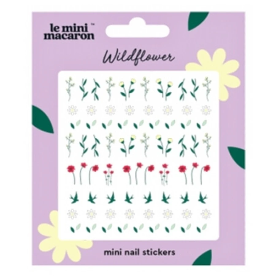 Die Mini-Macaron-Nagelaufkleber mit Wildblumenmotiv