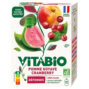 Vitabio Organic Apple, Guava, and Cranberry, 4 Pouches, 100 g Each