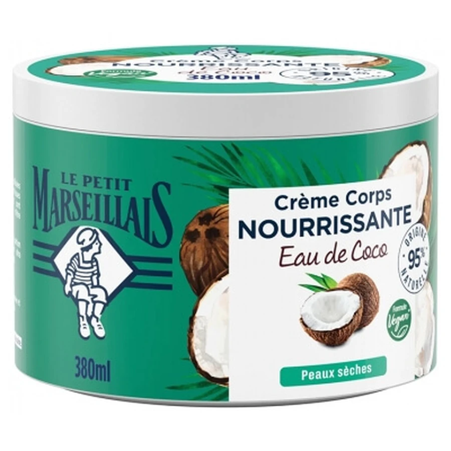 Crema corporal nutritiva de agua de coco de Le Petit Marseillais, 380 ml