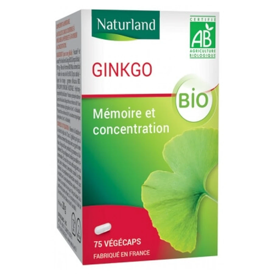 Ginkgo ecológico de Naturland, 75 cápsulas vegetales
