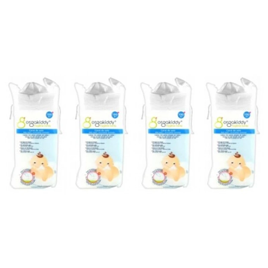 Orgakiddy Carrés de Soin Lot de 4 x 100 Unités