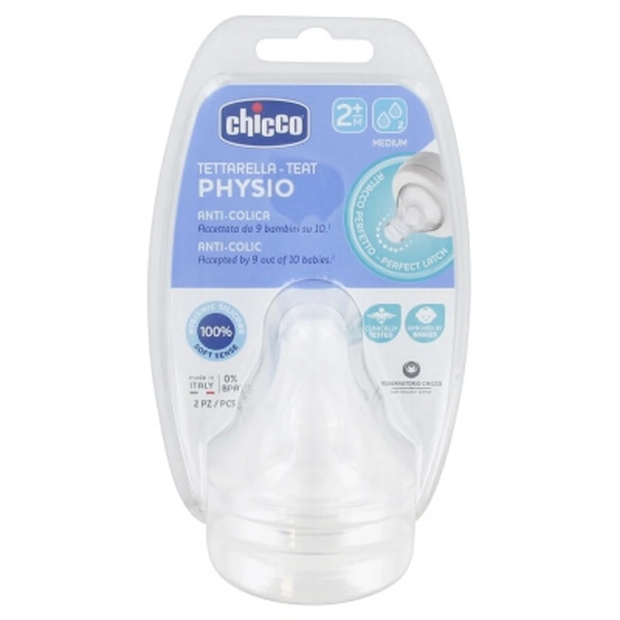 Chicco Physio 2 Pacifiers, Medium Flow, 2 Months and Up