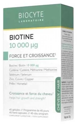 Biocyte Biotin 10,000 µg Strength and Growth 45 Capsules