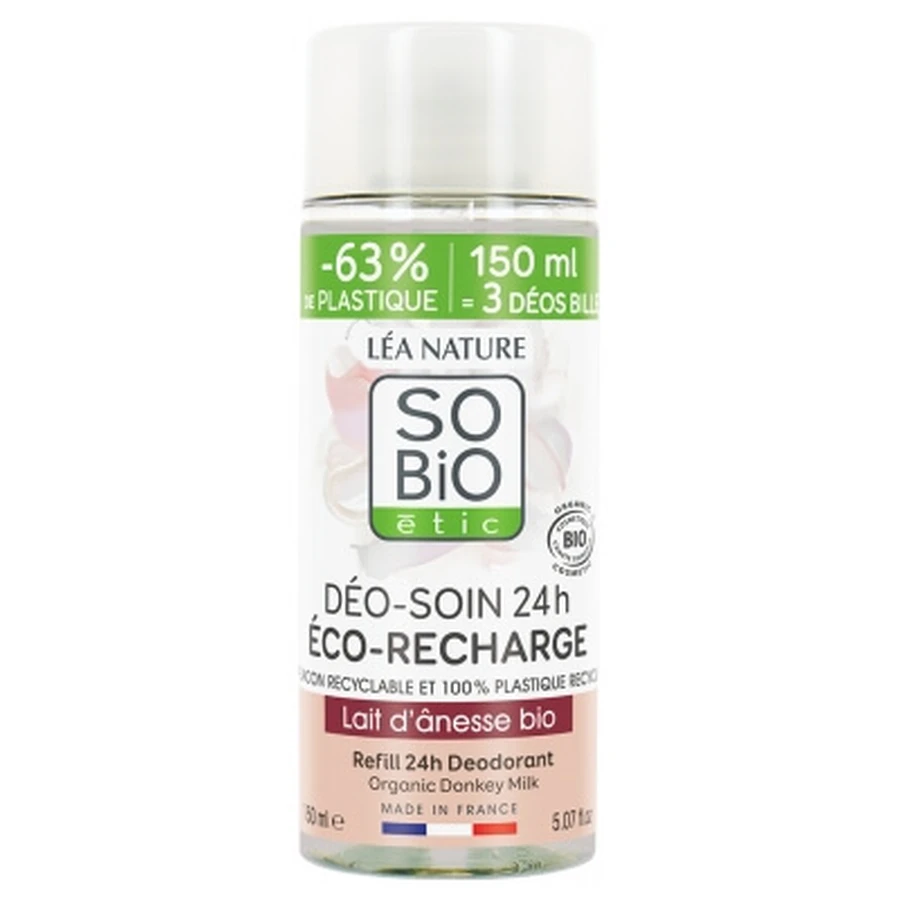 Léa Nature SO BIO étic 24-Hour Deodorant-Moisturizer with Donkey Milk, Organic Eco-Refill, 150 ml