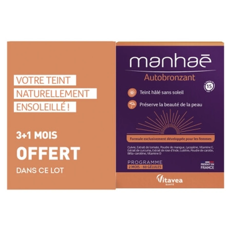 Vitavea Manhaé Self-Tanning, Pack of 2 x 60 Capsules