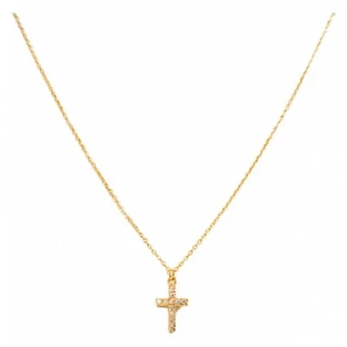 Farma Bijoux Pharma Bijoux hypoallergene vergulde ketting met wit kristallen kruis, 45/48 cm