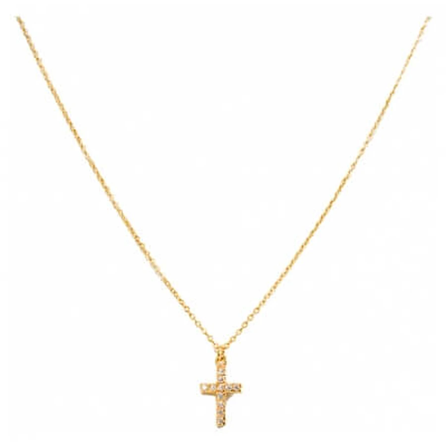 Farma Bijoux Pharma Bijoux hypoallergene vergulde ketting met wit kristallen kruis, 45/48 cm