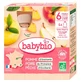 Babybio Apple, Pear, and Peach, 6 Months and Up, Organic, 4 Pouches of 90 g