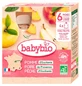 Babybio Apple, Pear, and Peach, 6 Months and Up, Organic, 4 Pouches of 90 g
