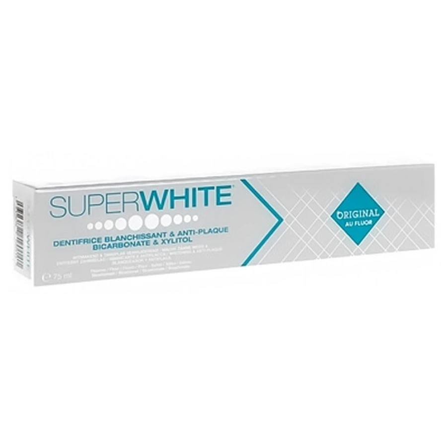 Superwhite Original tandpasta voor wittere tanden en tegen tandplak, met fluoride, 75 ml