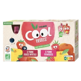 Vitabio Cool Fruits, surtido de sabores: 2 sabores ecológicos, 12 bolsitas (90 g cada una)