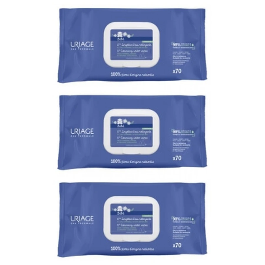 Toallitas limpiadoras Uriage Baby First, paquete de 3 x 70 toallitas
