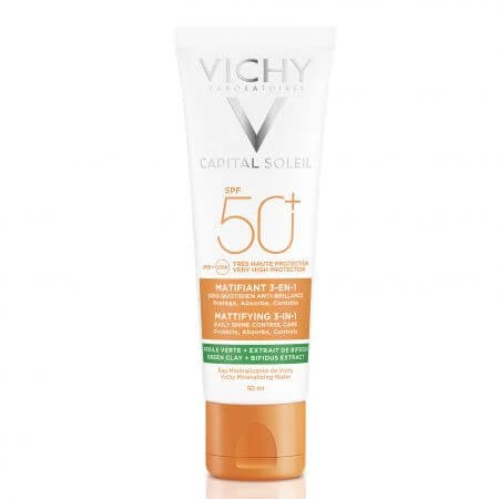 Vichy Capital Soleil 3 en 1 Crème matifiante anti-brillance avec SPF 50+, 50 ml