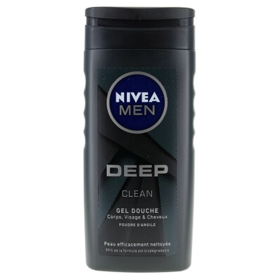 Nivea Men Deep Clean Gel Douche 3en1 Visage Corps et Cheveux Poudre d'Argile 250 ml