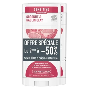 Schmidts Sensitive Natur-Deo-Stick mit Kokosnuss und Kaolin-Tonerde, 2er-Pack (je 75 g)