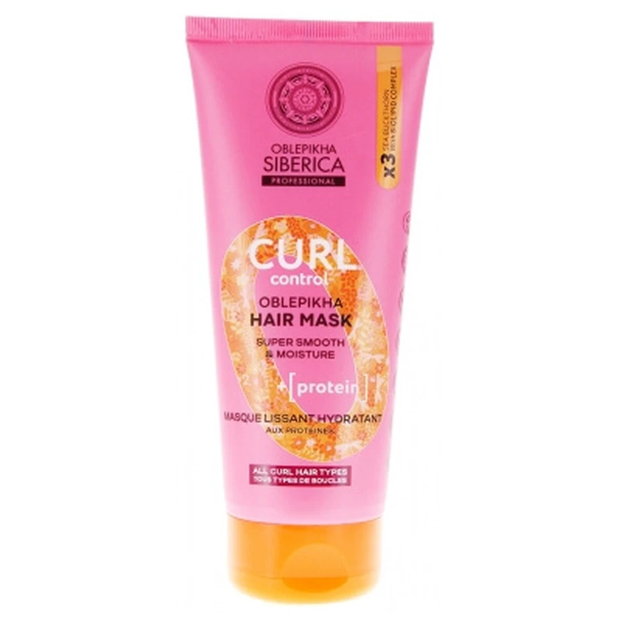 Natura Siberica Oblepikha Curl Control – Glättende und feuchtigkeitsspendende Maske mit Proteinen, 200 ml