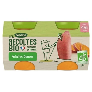 Blédina Les Récoltes Organic Sweet Potatoes, for 4–6 Months and Up, Organic, 2 Jars