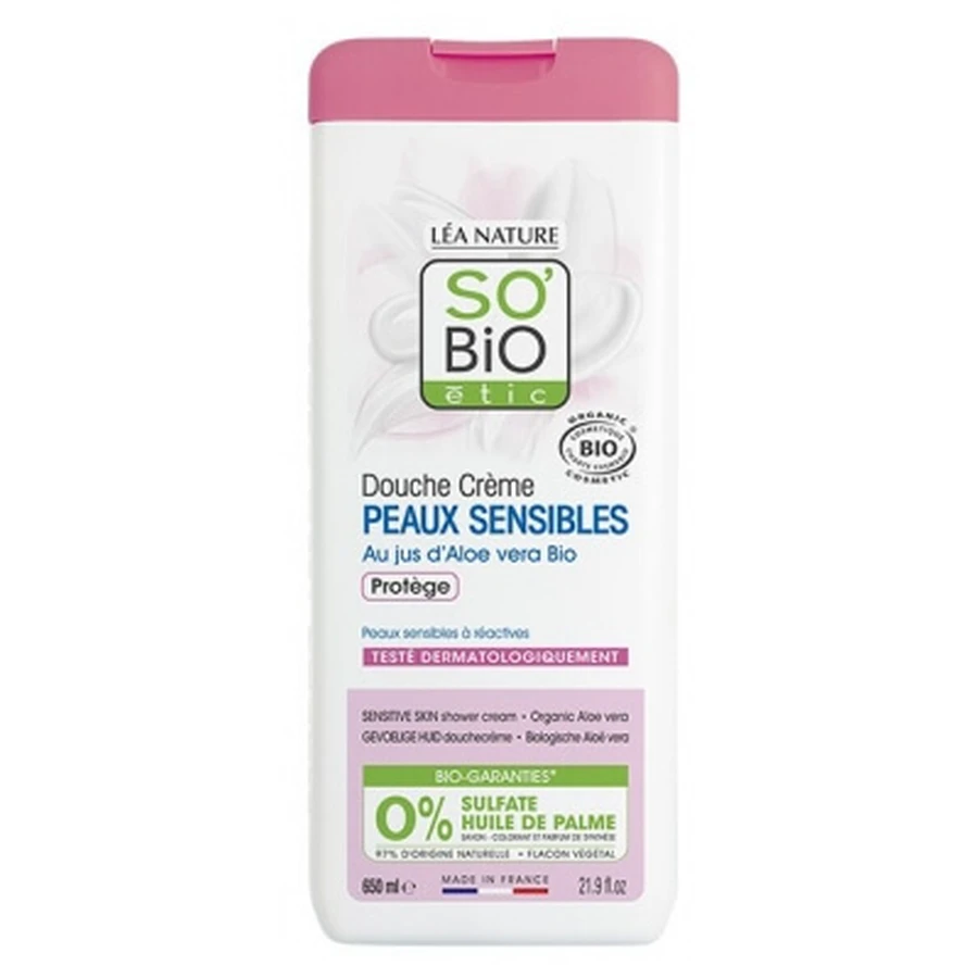 Léa Nature SO BIO étic douchecrème voor de gevoelige huid met biologische aloë vera, 650 ml