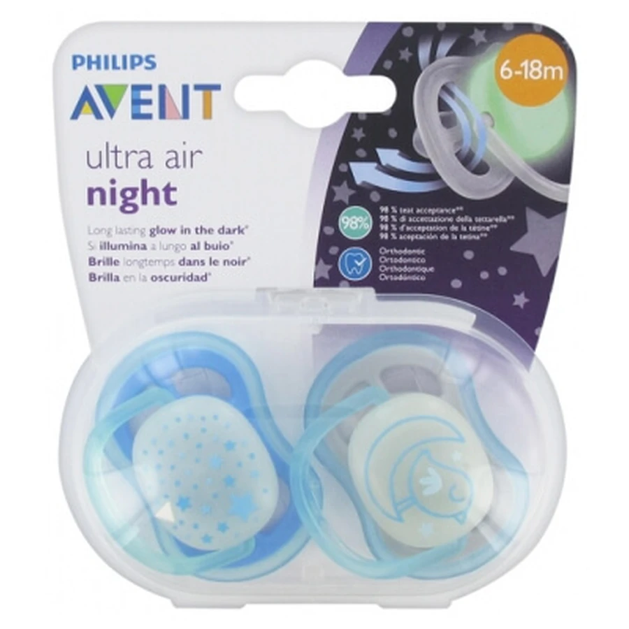 Avent Ultra Air Nighttime 2 Orthodontic Pacifiers, 6–18 Months