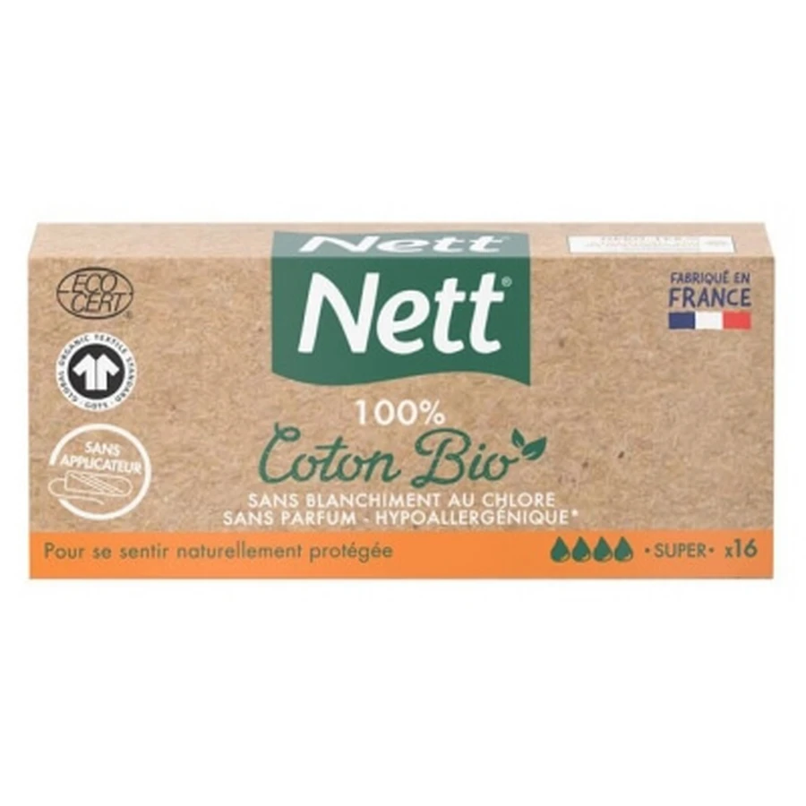 Nett 100% biologisch katoen 16 Super-tampons