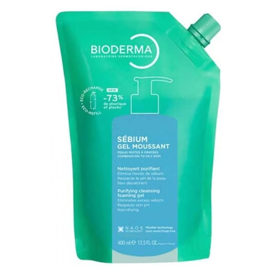 Bioderma Sébium Gel Moussant Nettoyant Purifiant Éco-Recharge 400 ml