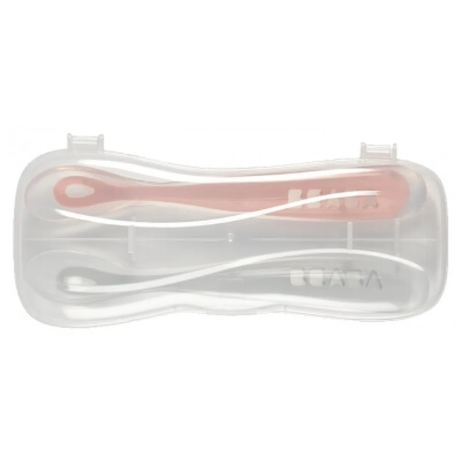 Béaba 2 Cuillères 1er Âge Silicone avec Boîte de Transport