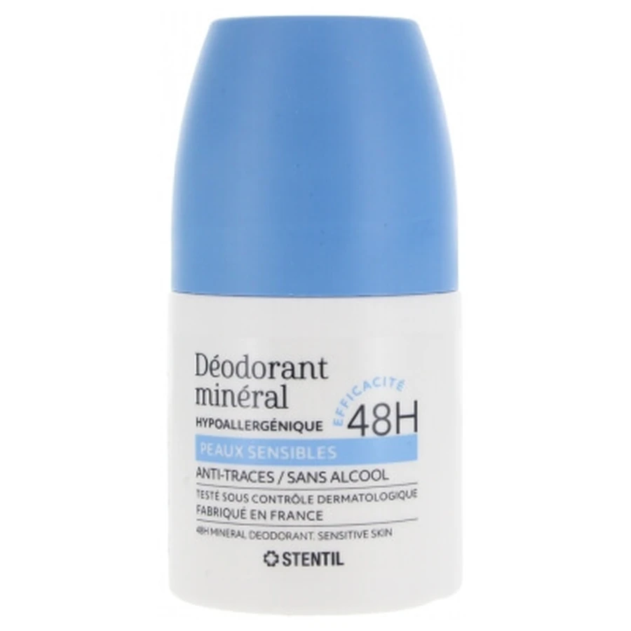 Desodorante mineral Stentil para piel sensible, roll-on de 48 horas, 50 ml