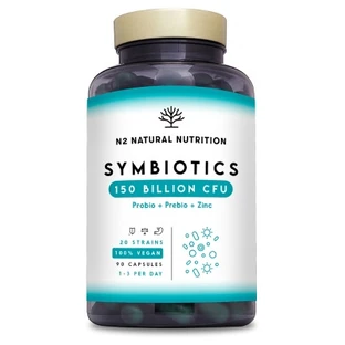 N2 Natural Nutrition Symbiotics 150 Probiotics, Prebiotics, and Zinc 60 Capsules
