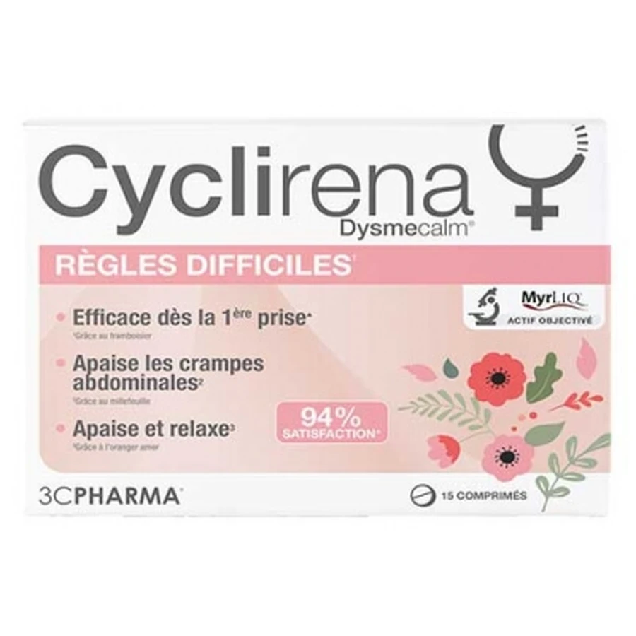 3C Pharma Cyclirena Règles Difficiles 15 Comprimés