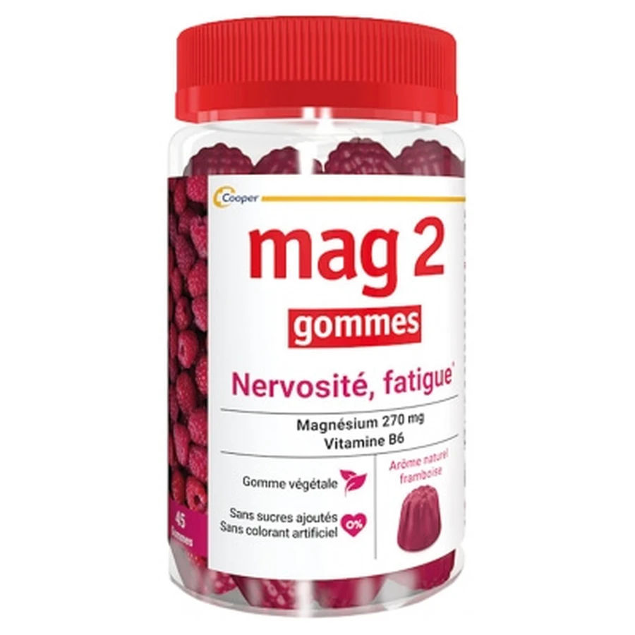 Mag 2 Gummies for Anxiety and Fatigue, Raspberry Flavor, 45 Gummies
