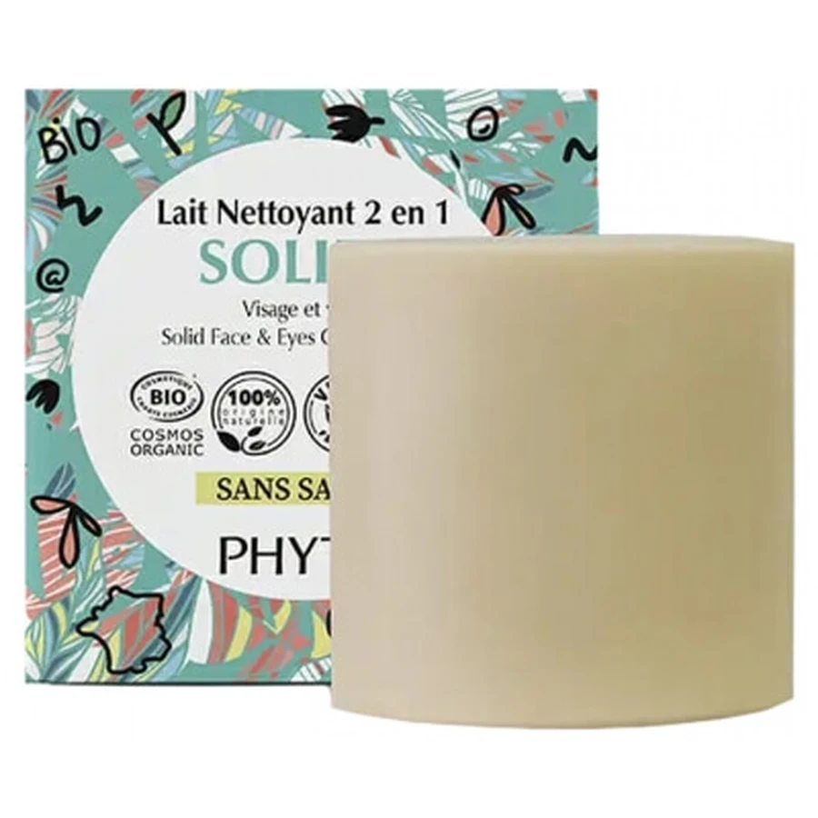Phyt's Bio-2-in-1-Reinigungsmilch in fester Form für Gesicht und Augen, 48 ml