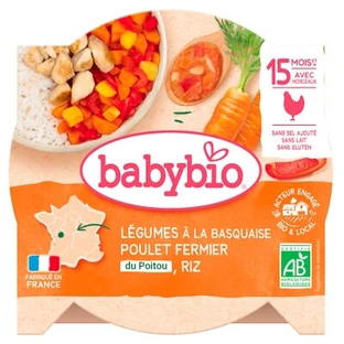 Babybio Groenten op Baskische wijze met scharrelkip en rijst, vanaf 15 maanden, 260 g